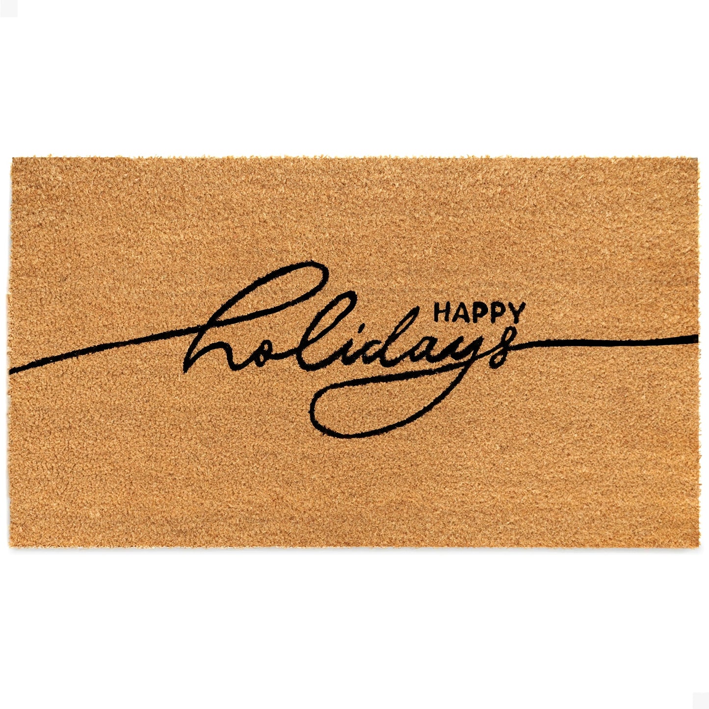Happy Holidays Natural Coir Doormat