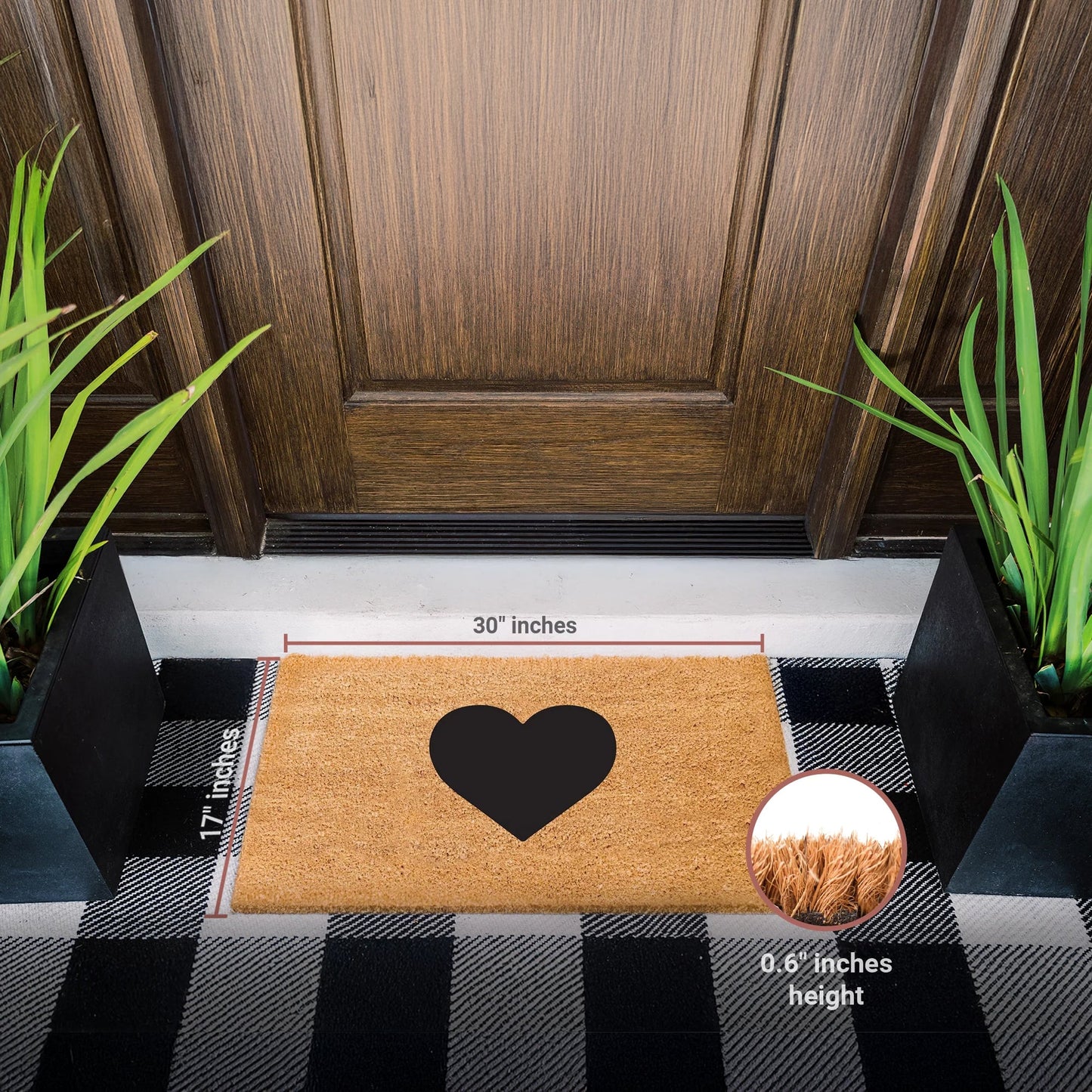 Bold Heart Natural Coir Doormat