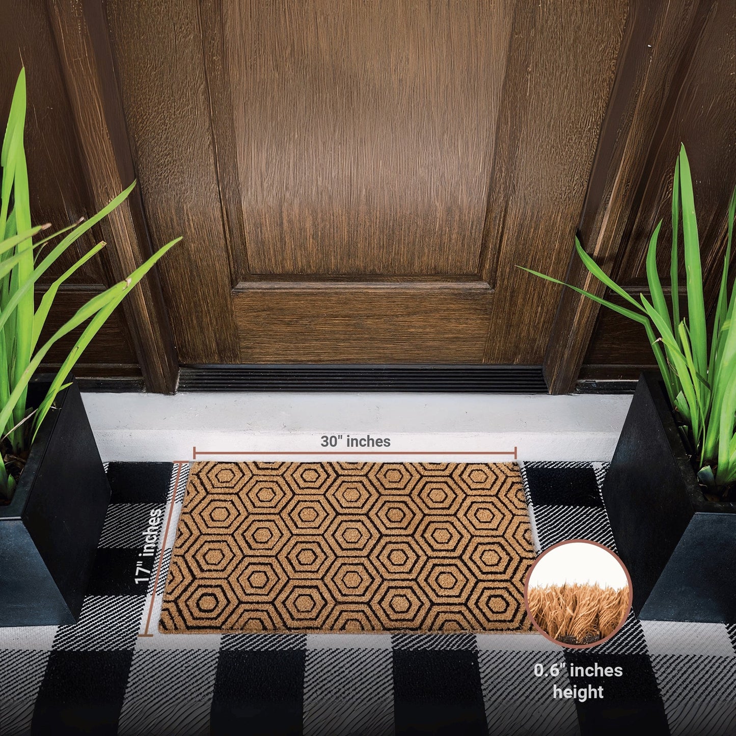 Hexa Charm Natural Coir Doormat