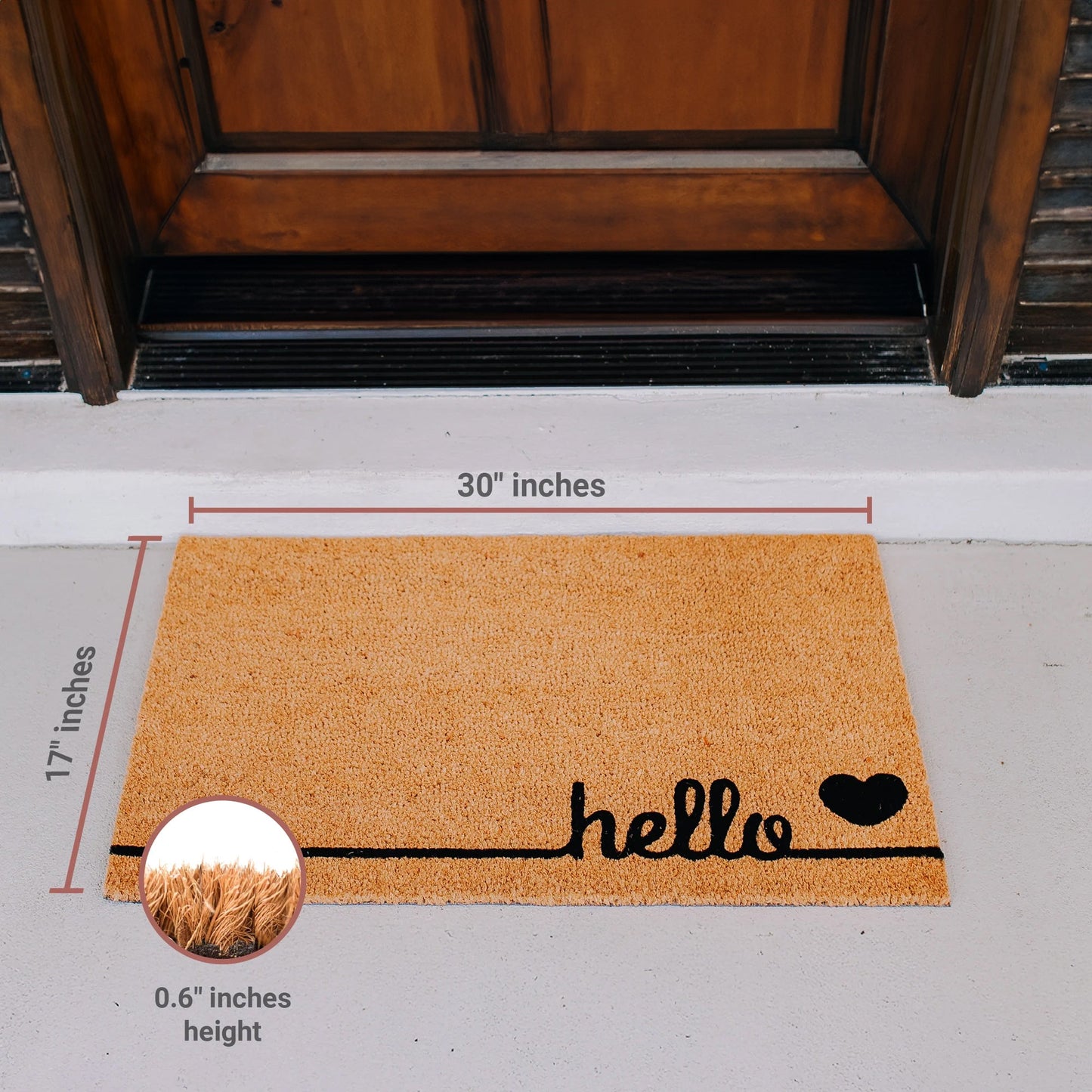 hello love Natural Coir Doormat