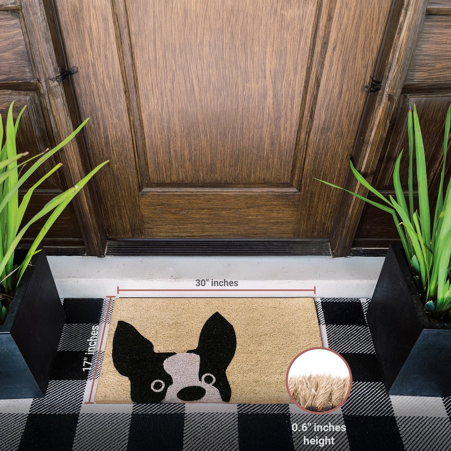 French Bulldog Natural Coir Doormat