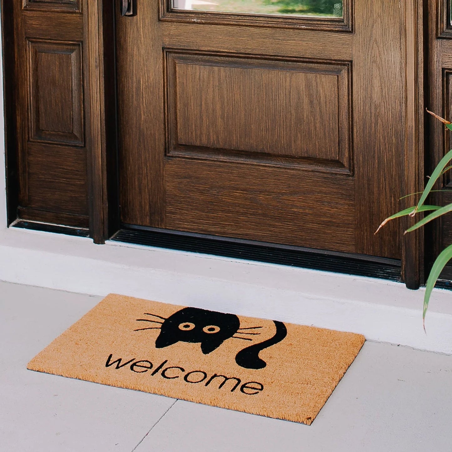 Welcome Cat Natural Coir Doormat