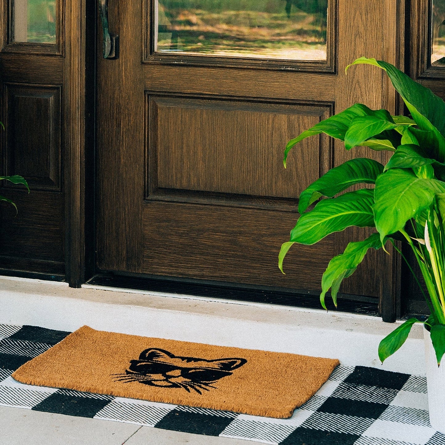 Whiskers Swag Natural Coir Doormat