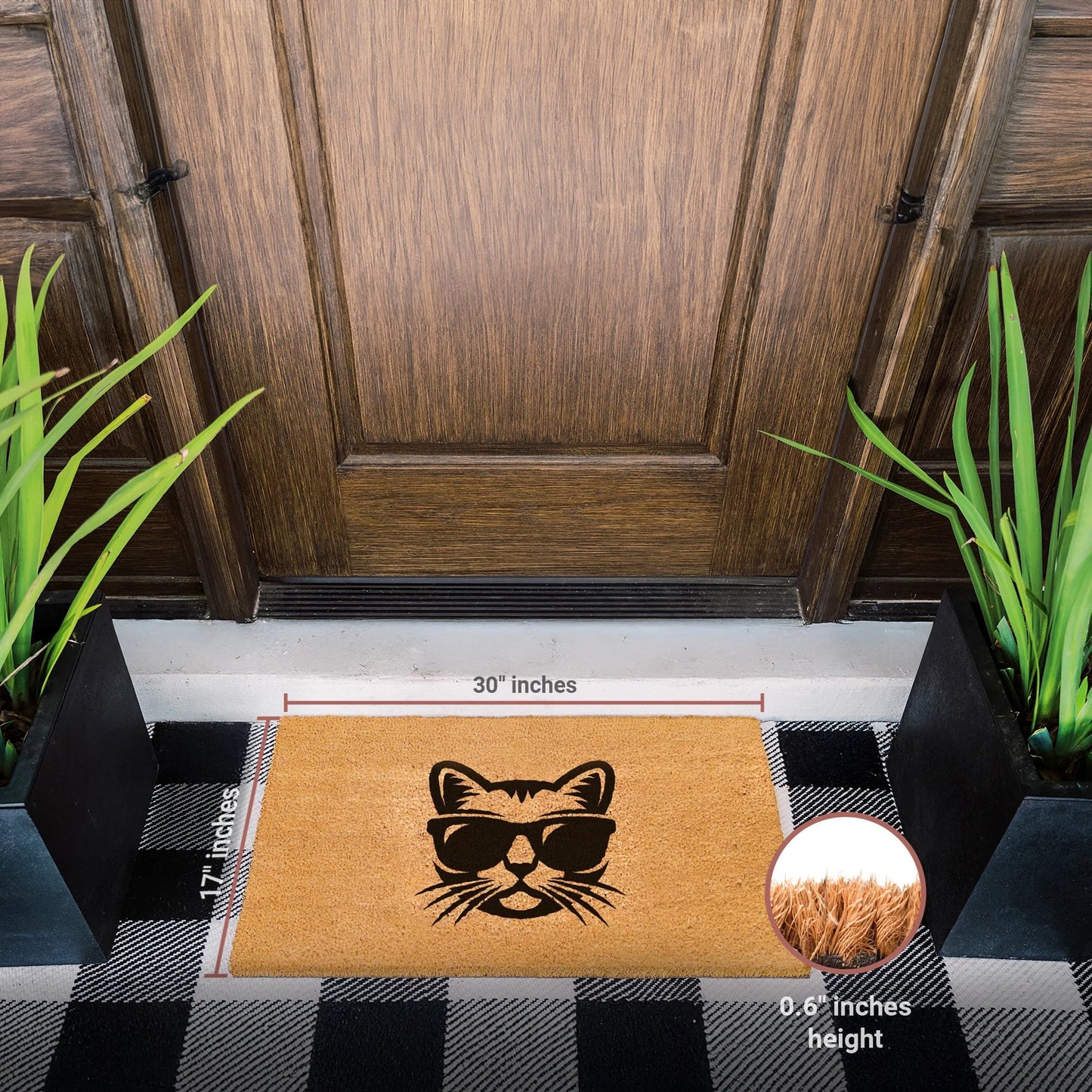 Whiskers Swag Natural Coir Doormat