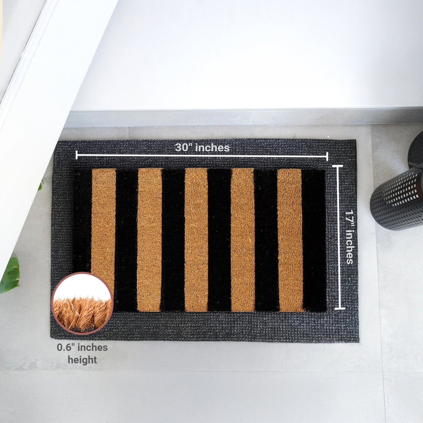Right Stripes Natural Coir Doormat