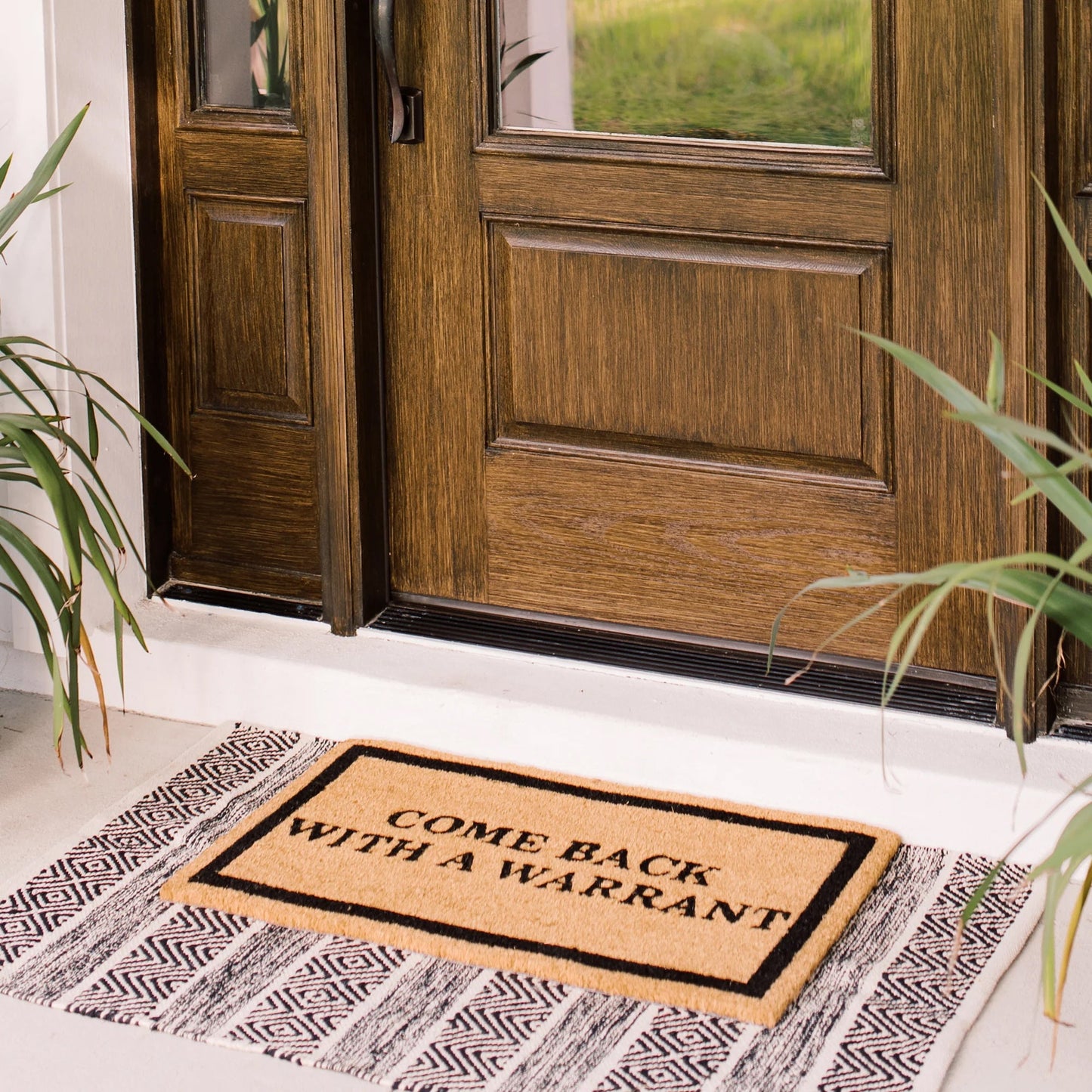 Come Back with Warrant Natural Coir Doormat