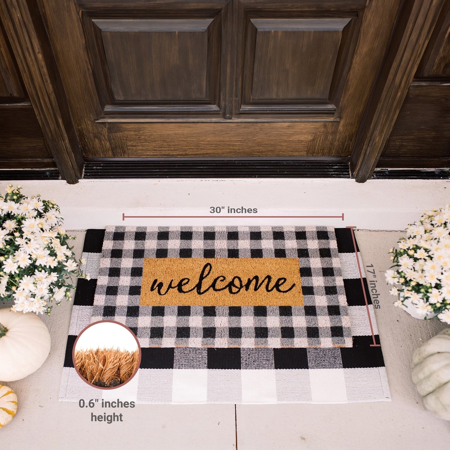 Buffalo Check Welcome Natural Coir Doormat