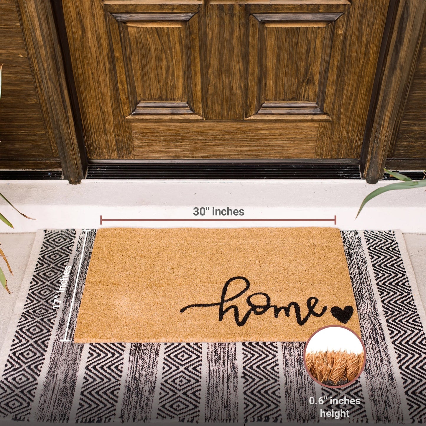 Heart and Home Natural Coir Doormat