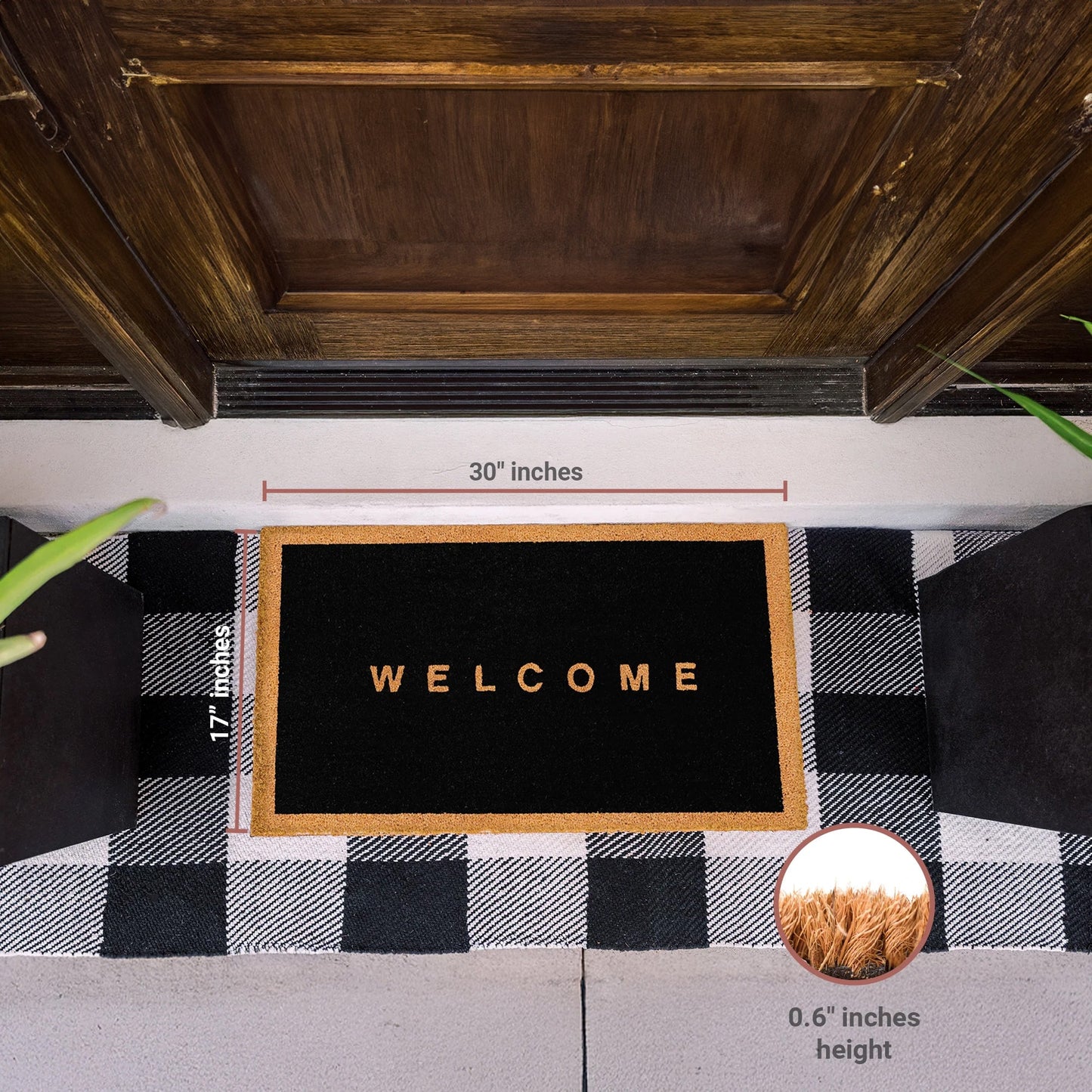 Welcome Canvas Natural Coir Doormat