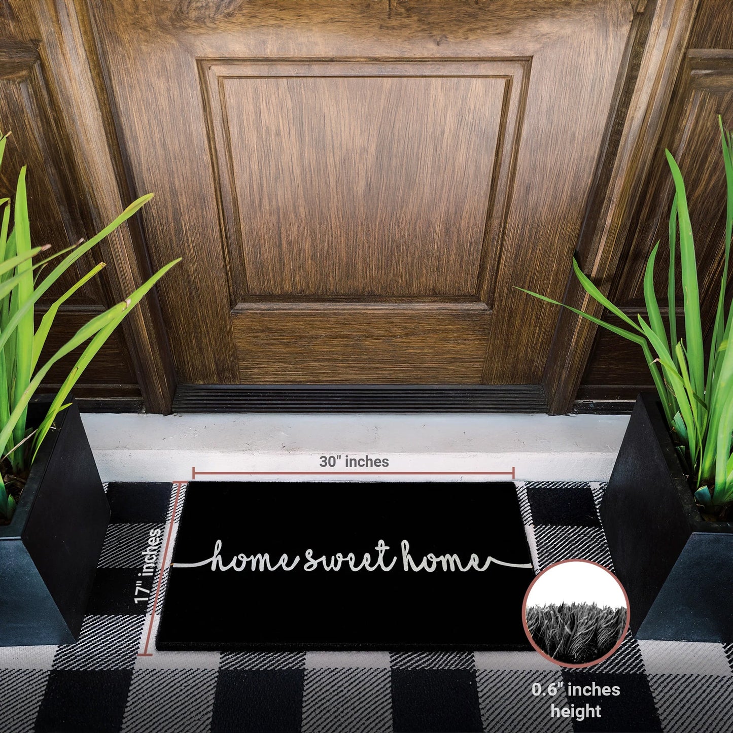 Bliss in Black Natural Coir Doormat
