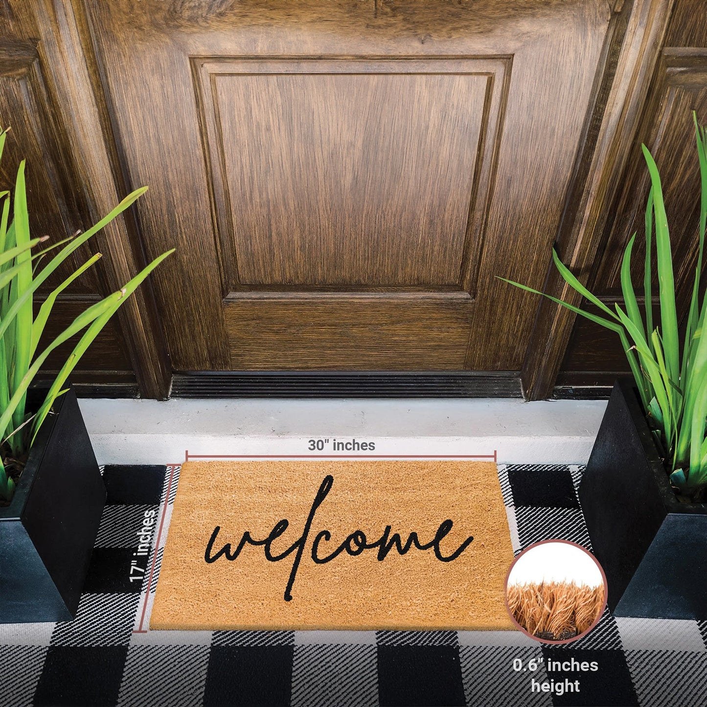 Warm Welcome Natural Coir Doormat