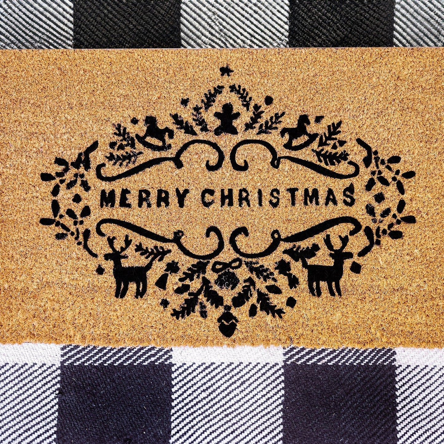 Merry Christmas Natural Coir Doormat