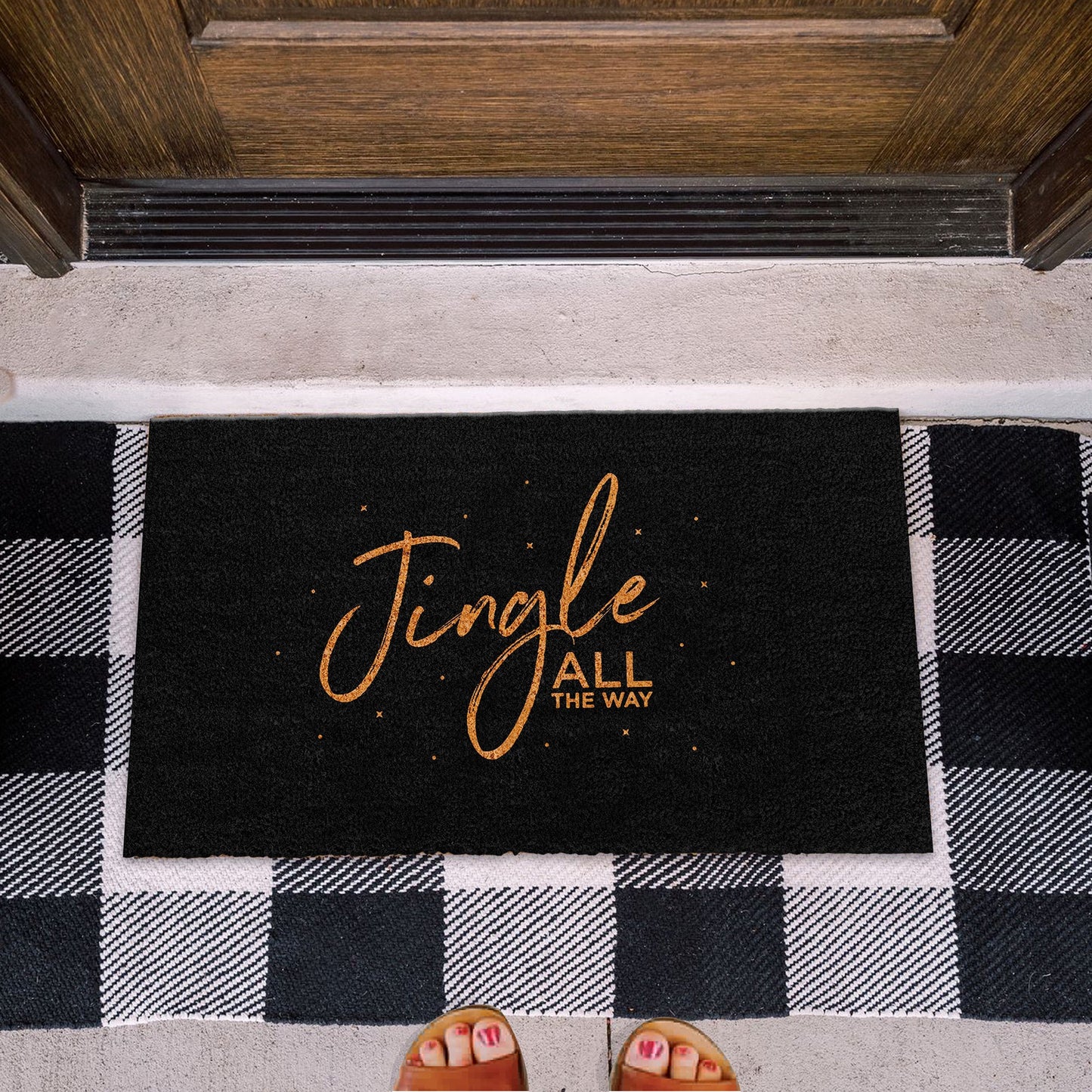 Midnight Jingle Natural Coir Doormat