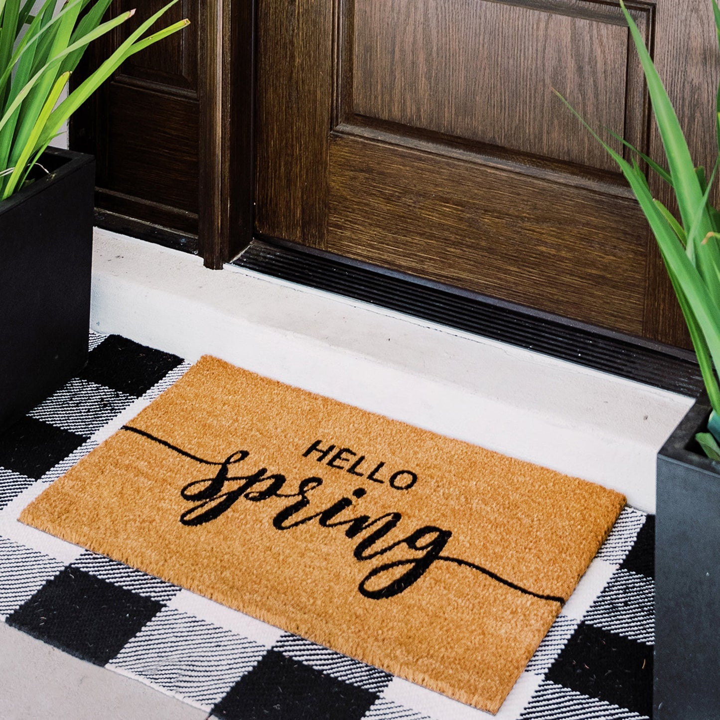 Hello Spring Natural Coir Doormat