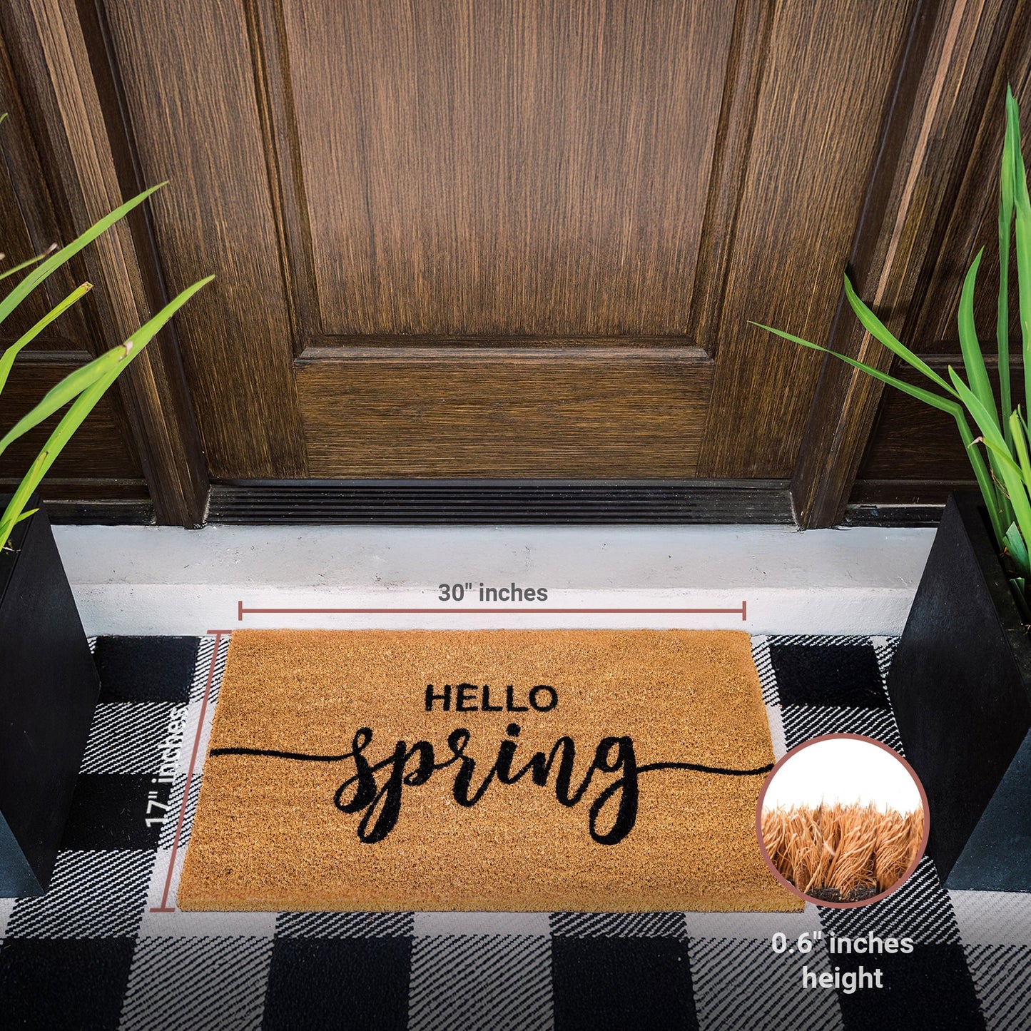 Hello Spring Natural Coir Doormat