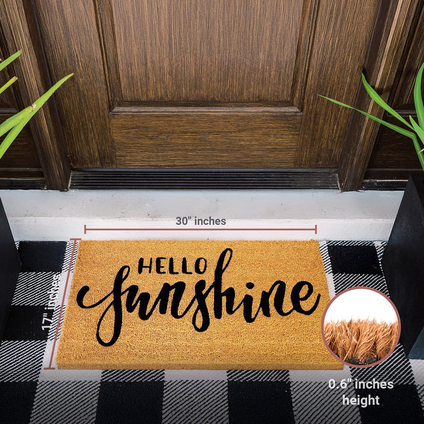 Hello Sunshine Natural Coir Doormat
