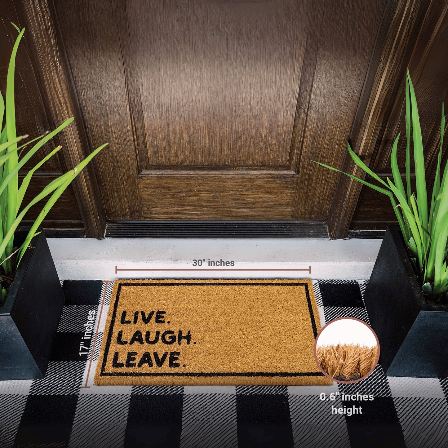 Live Laugh Leave Natural Coir Doormat
