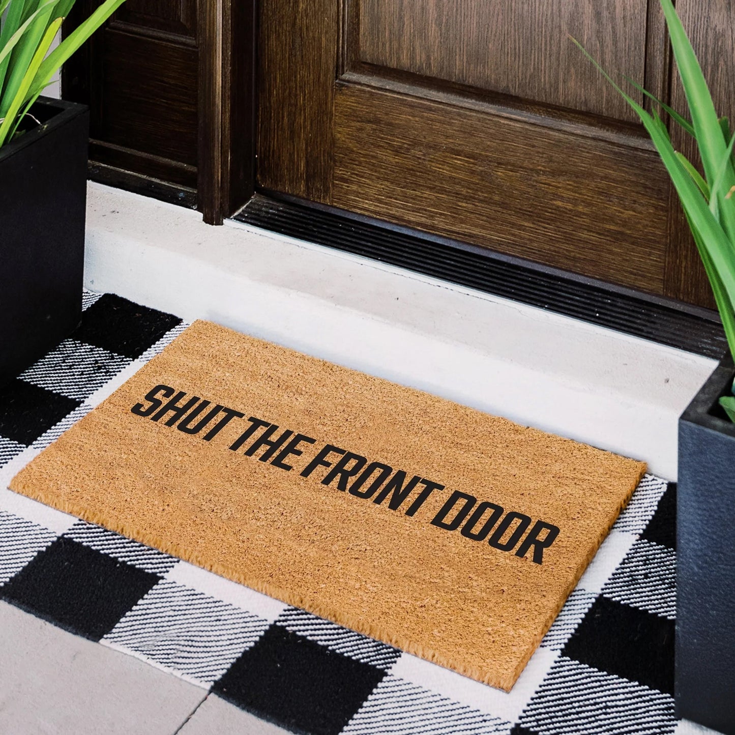 Shut The Front Door Natural Coir Doormat