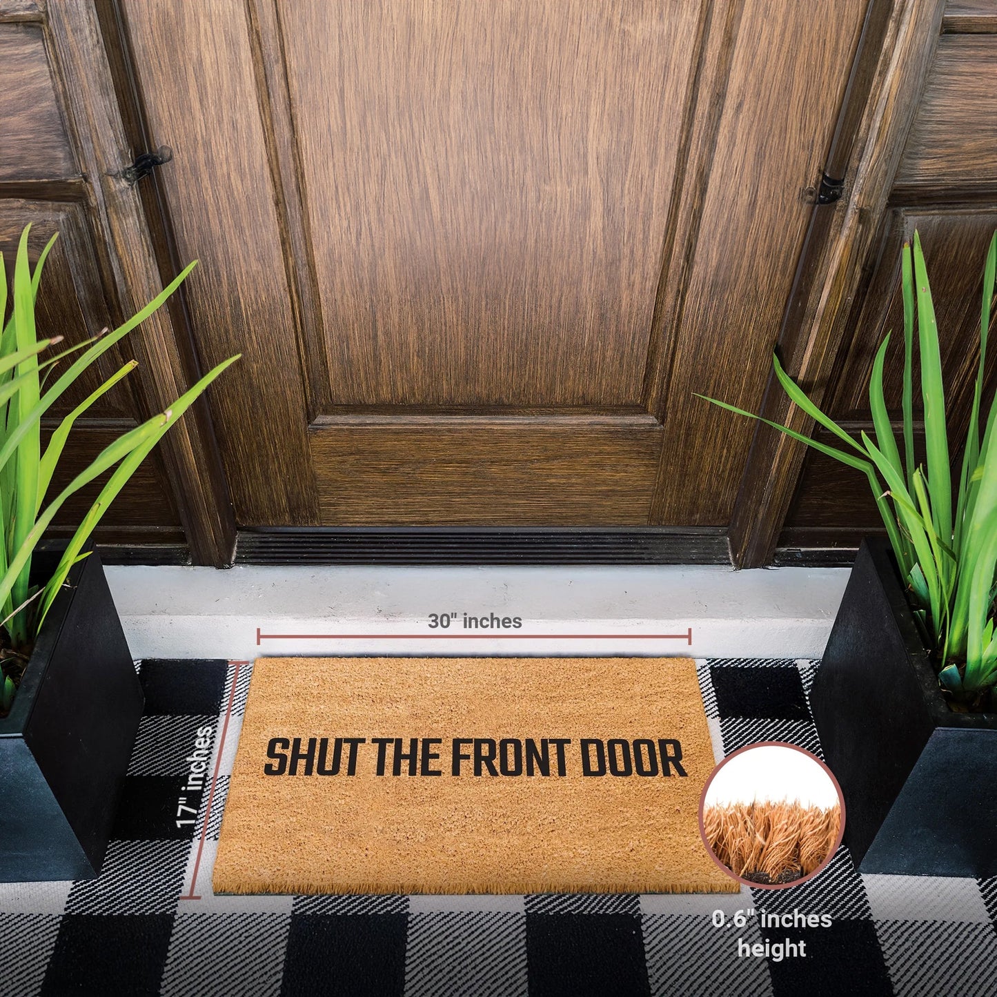 Shut The Front Door Natural Coir Doormat