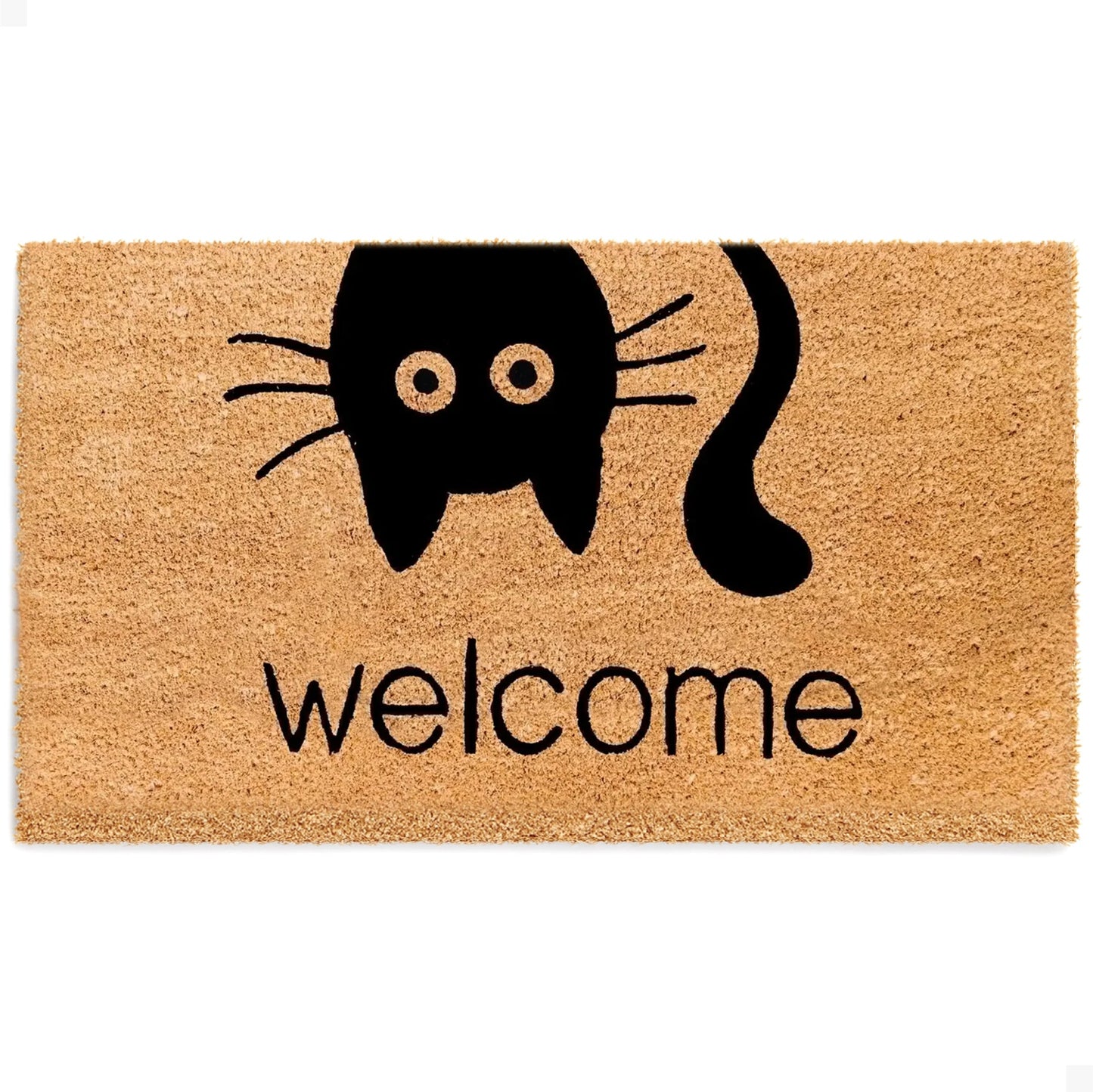 Welcome Cat Natural Coir Doormat