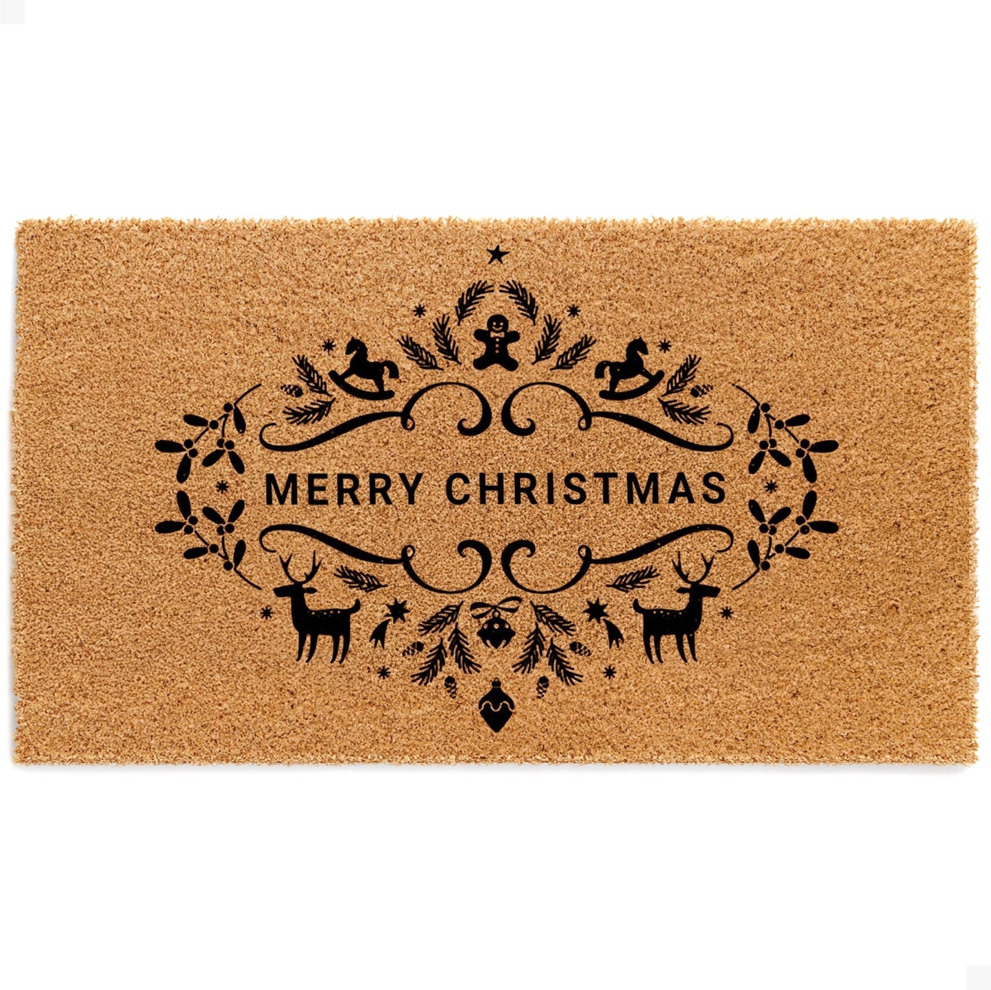 Merry Christmas Natural Coir Doormat