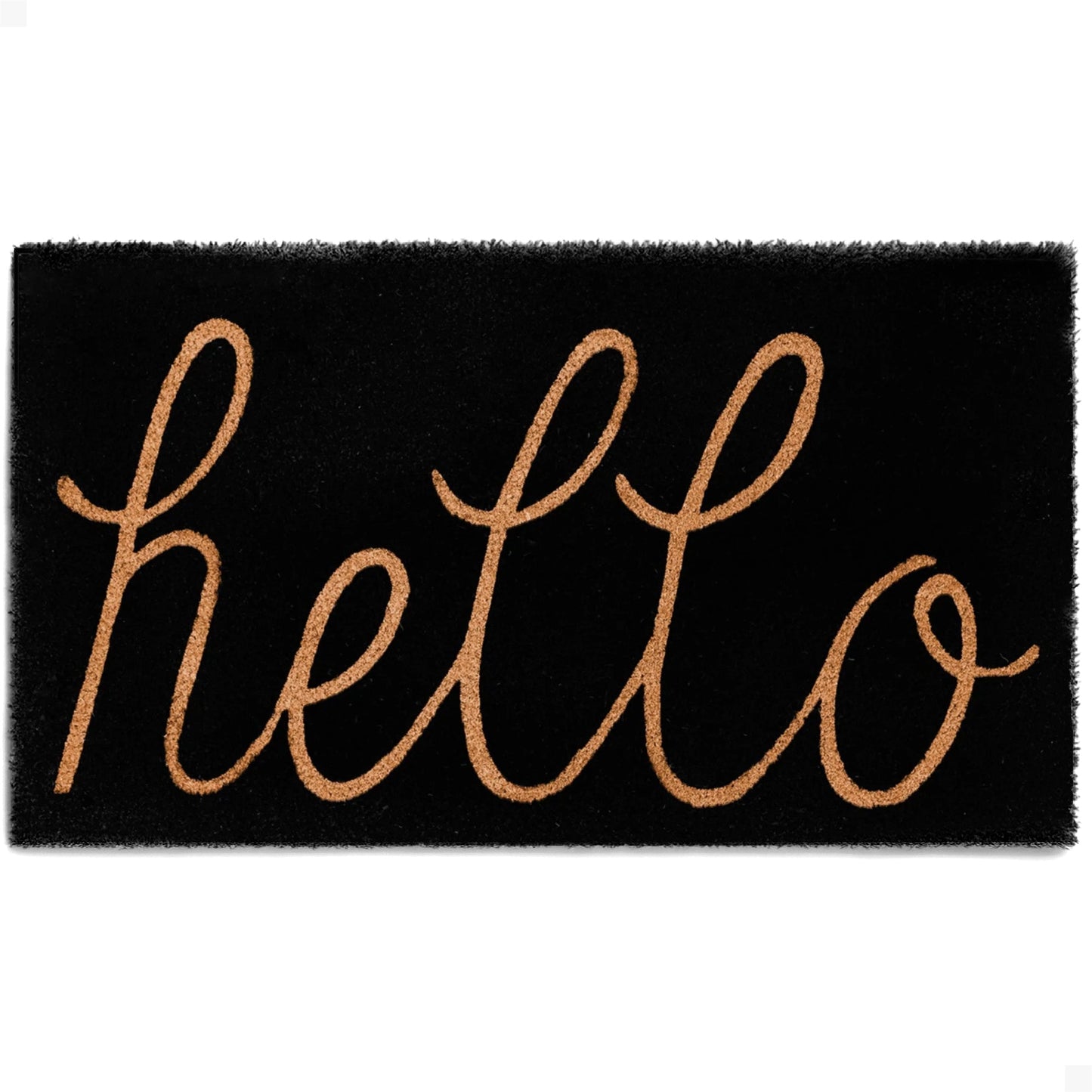 hello - Black Natural Coir Doormat