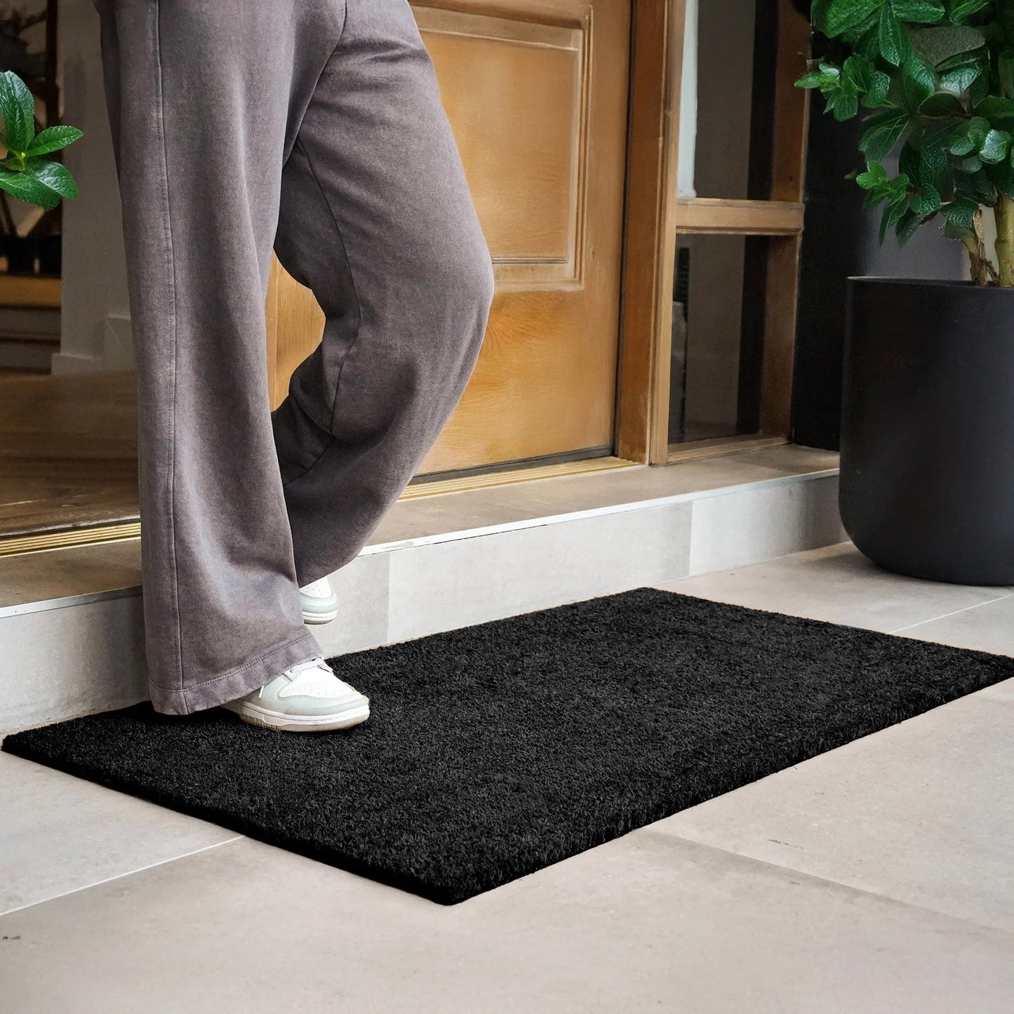 Black Natural Coir Doormat - 24x48