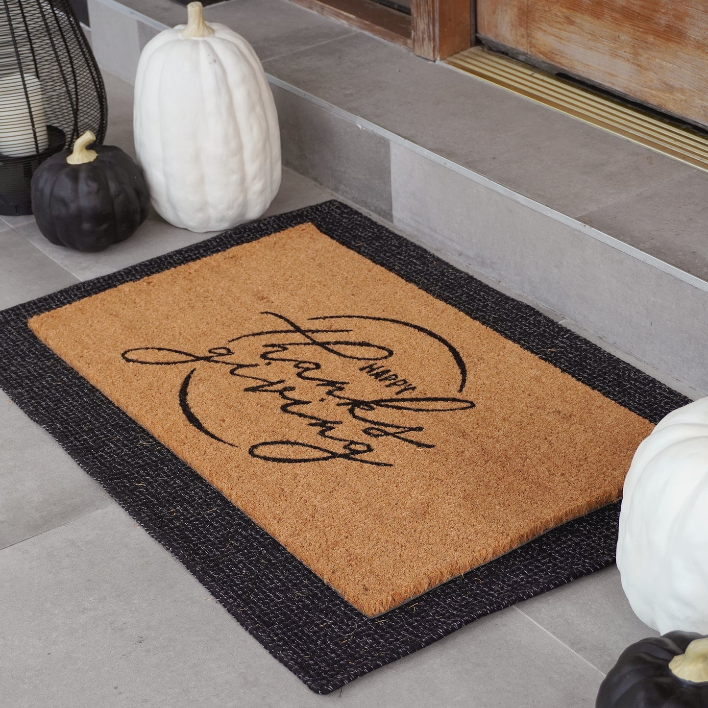 Happy Thanksgiving Natural Coir Doormat