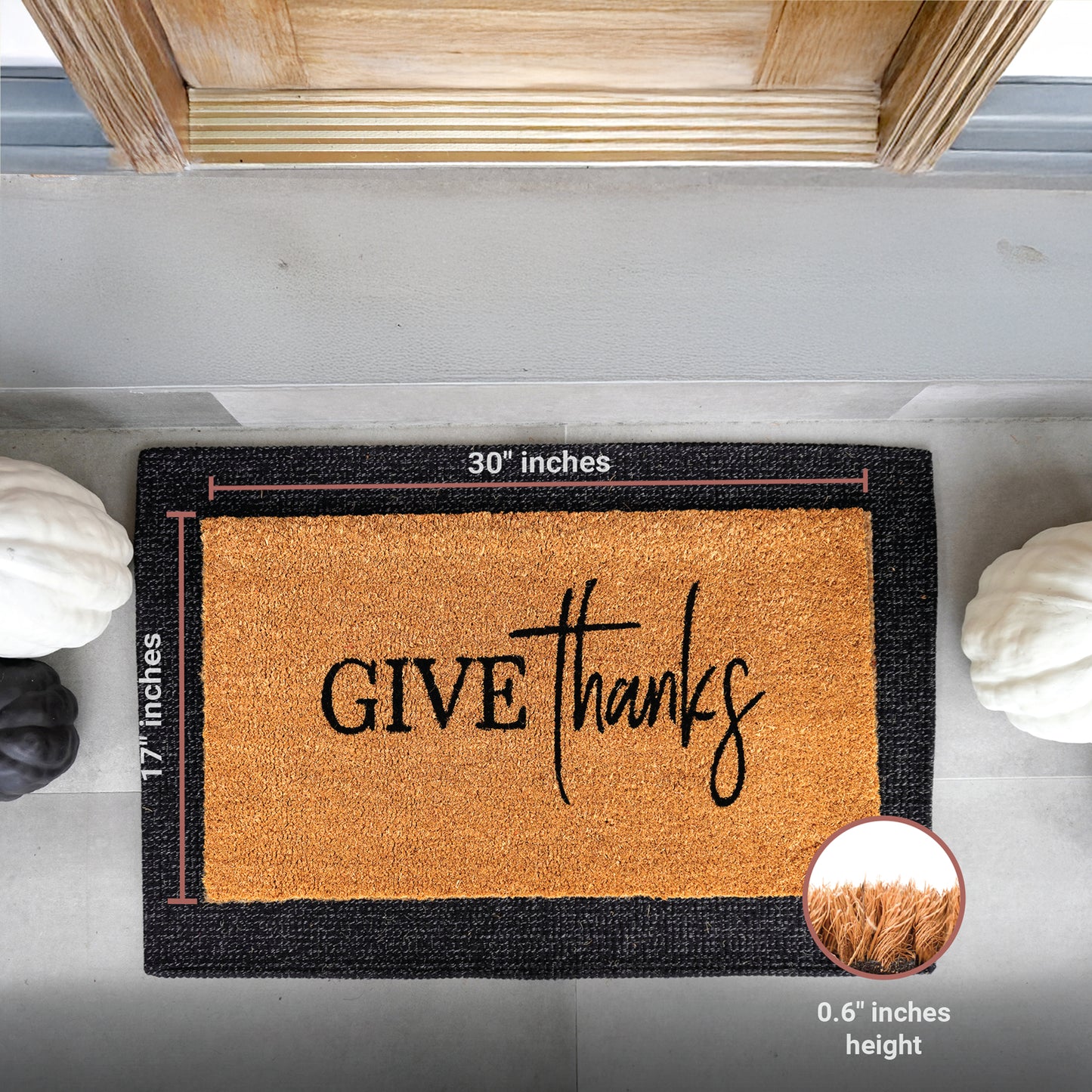 Give Thanks Natural Coir Doormat