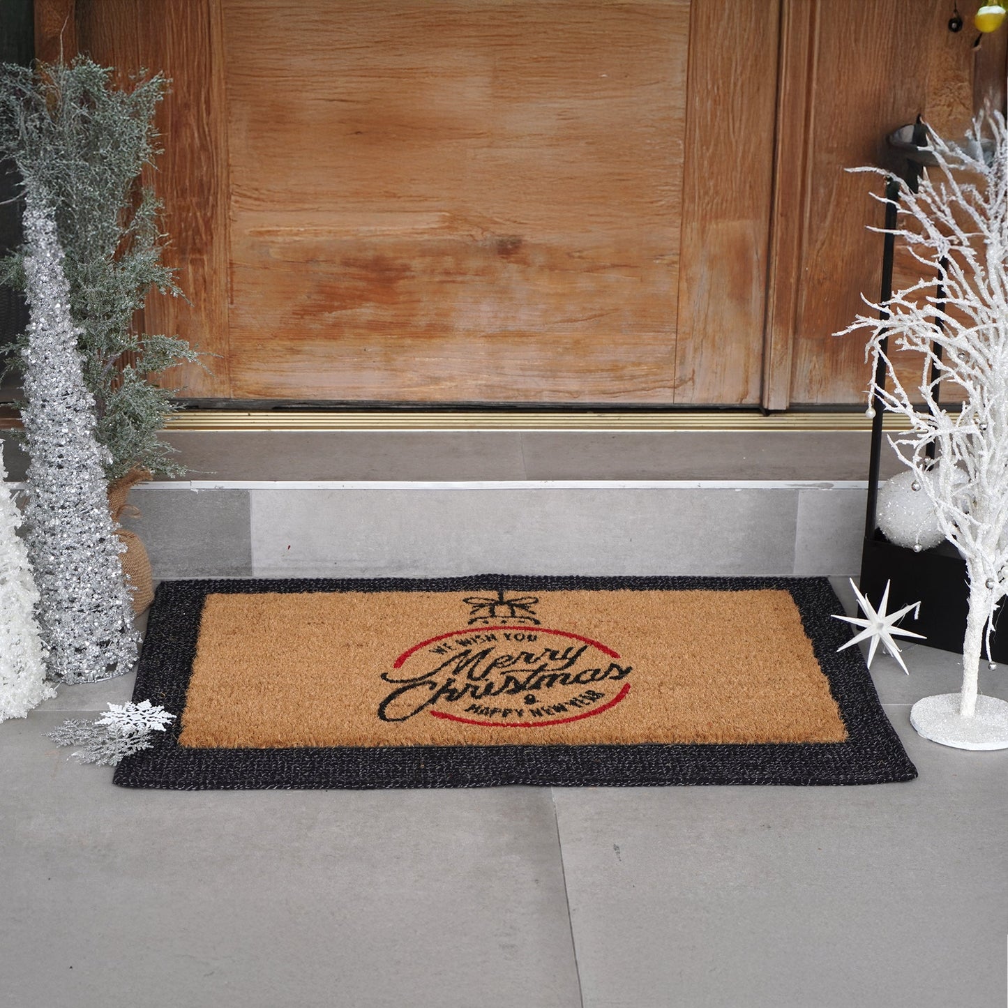 Christmas w/ Decoration Natural Coir Doormat