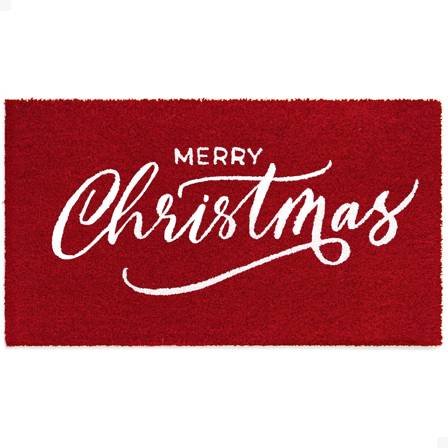 Red Christmas Natural Coir Doormat
