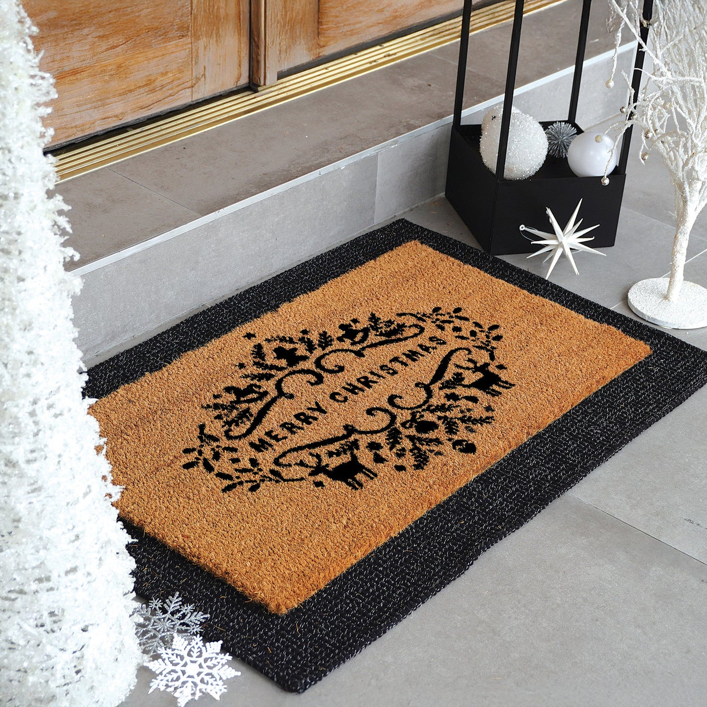 Merry Christmas Natural Coir Doormat