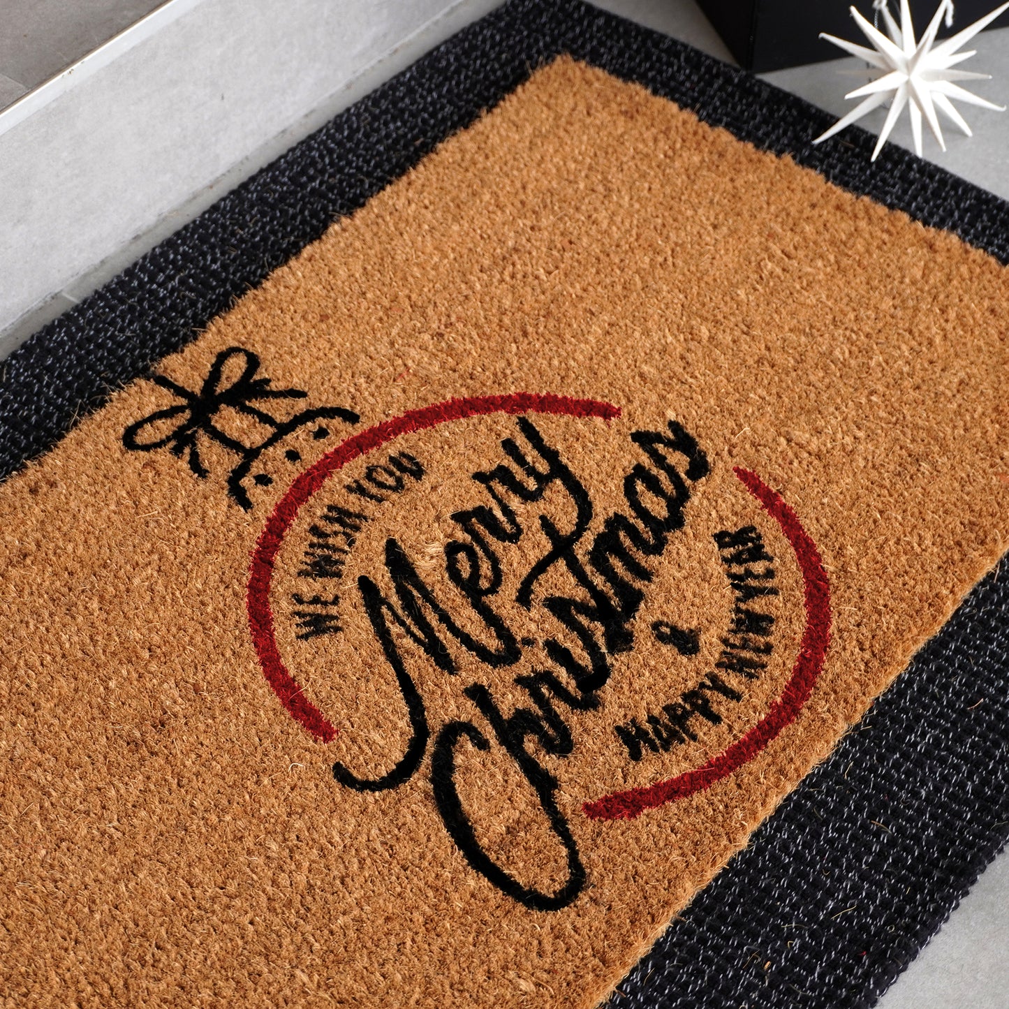 Christmas w/ Decoration Natural Coir Doormat