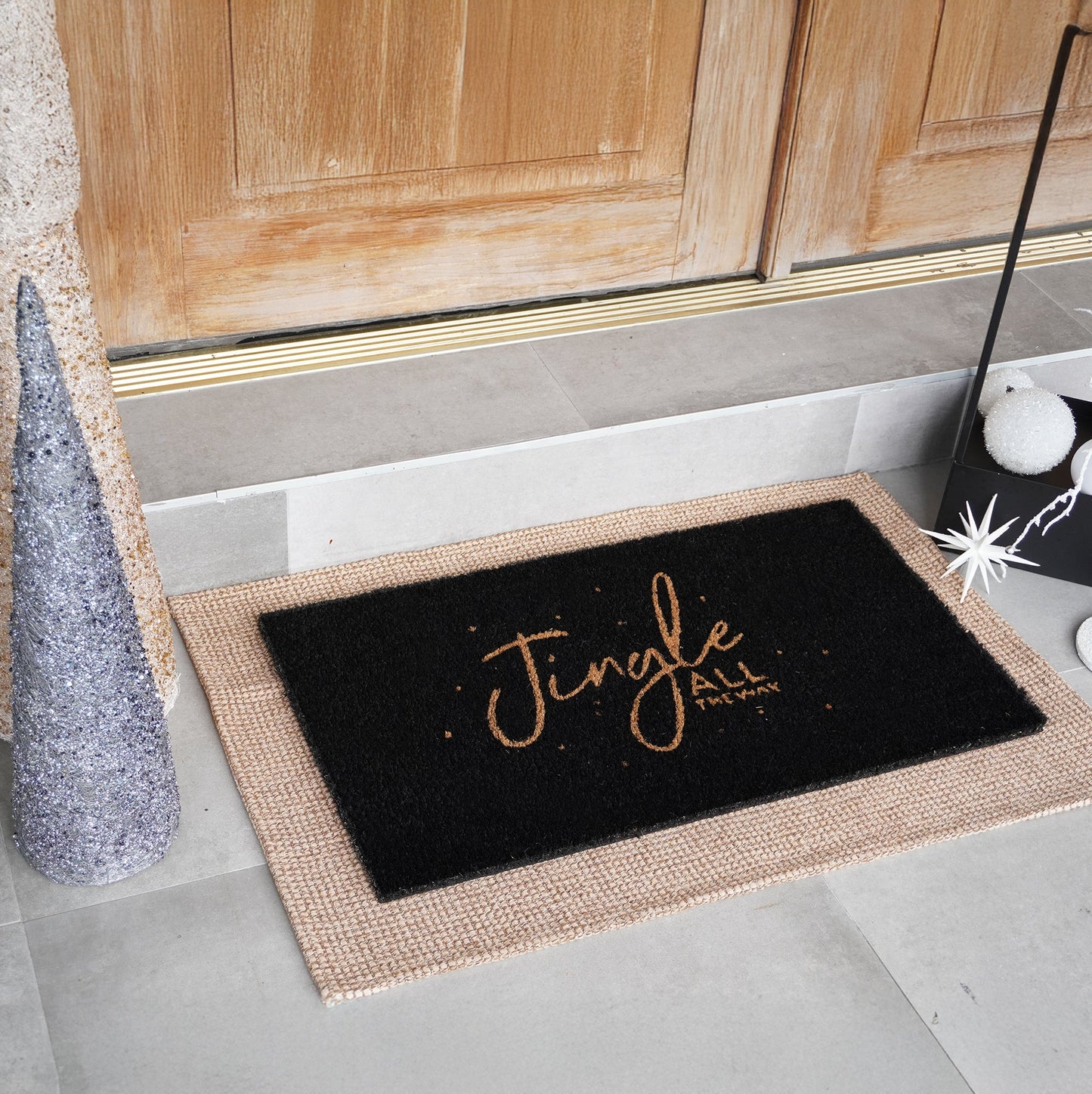 Midnight Jingle Natural Coir Doormat