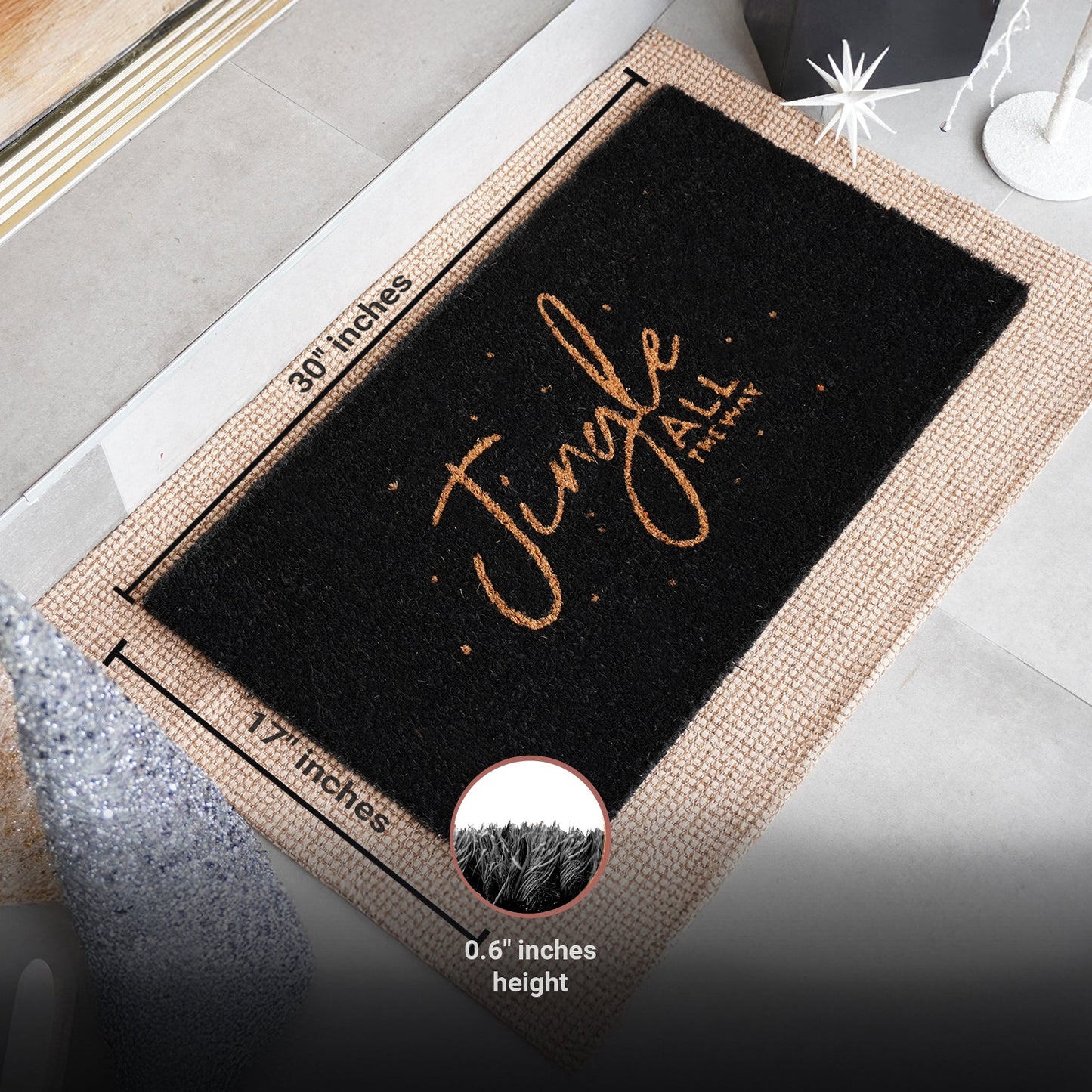 Midnight Jingle Natural Coir Doormat