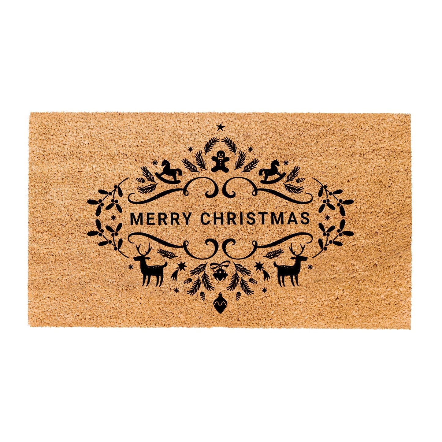 Merry Christmas Natural Coir Doormat