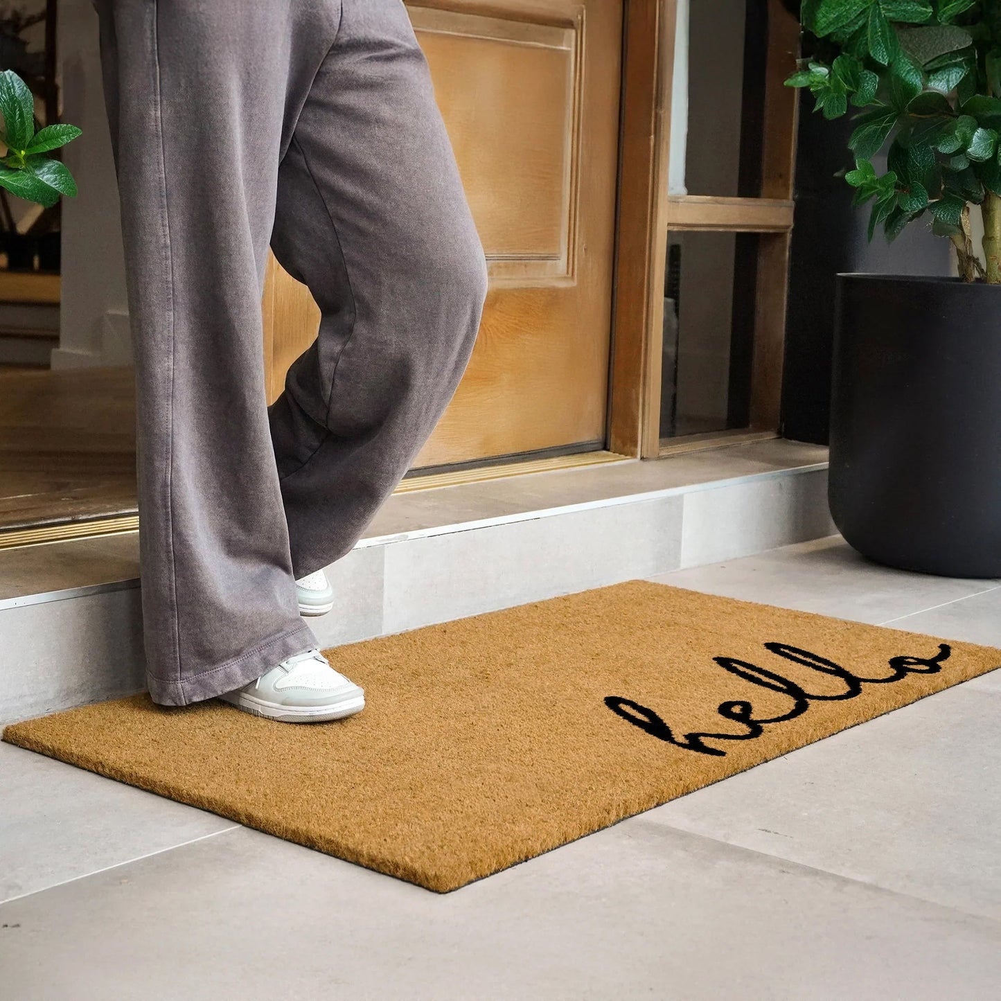 Meet and Greet Natural Coir Doormat - 24x48