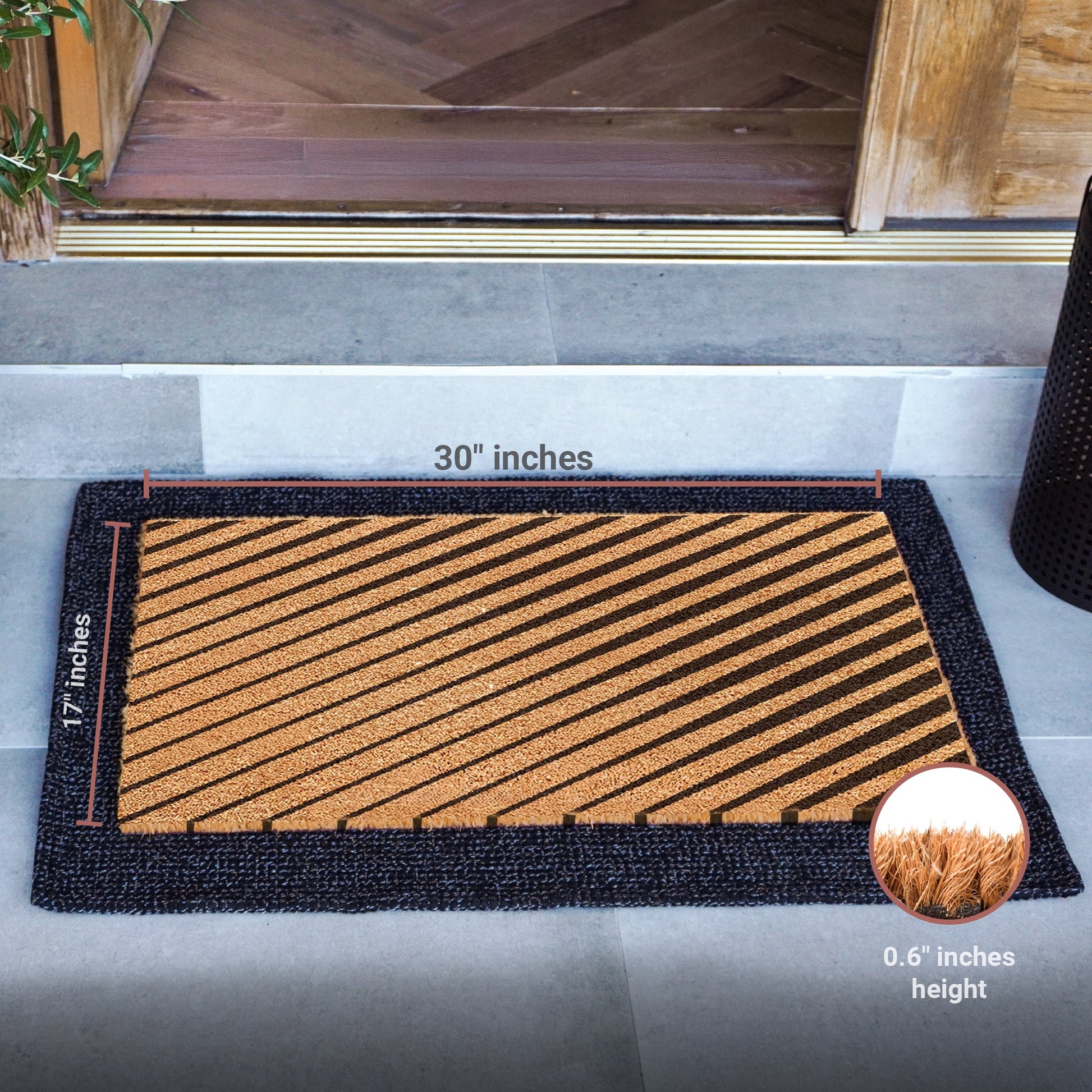 Linear Motion Natural Coir Doormat - 17x30
