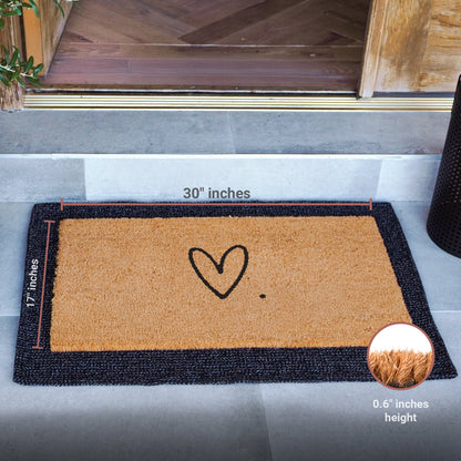 Sweet Heart Natural Coir Doormat - 17x30