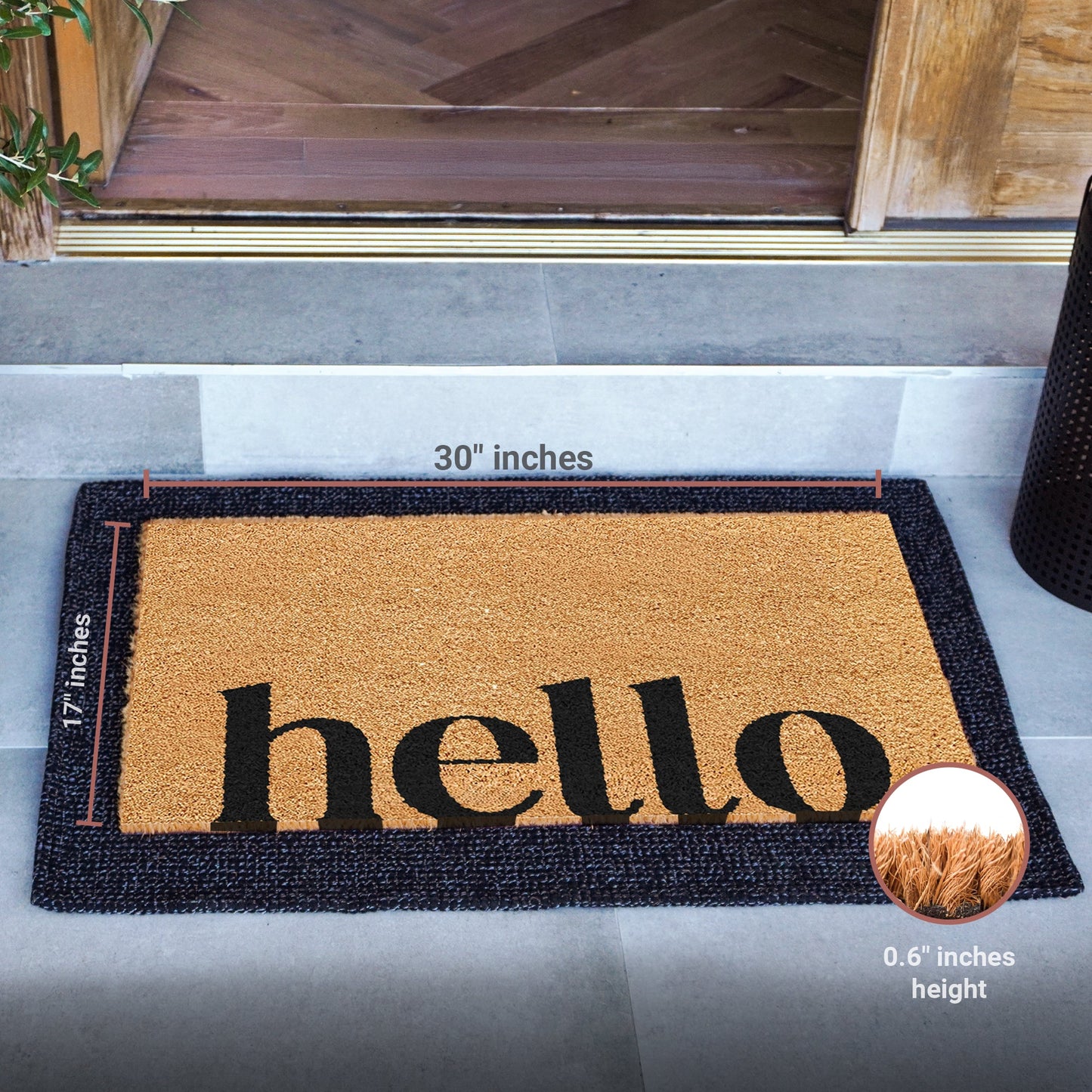 Bold Hello Natural Coir Doormat - 17x30