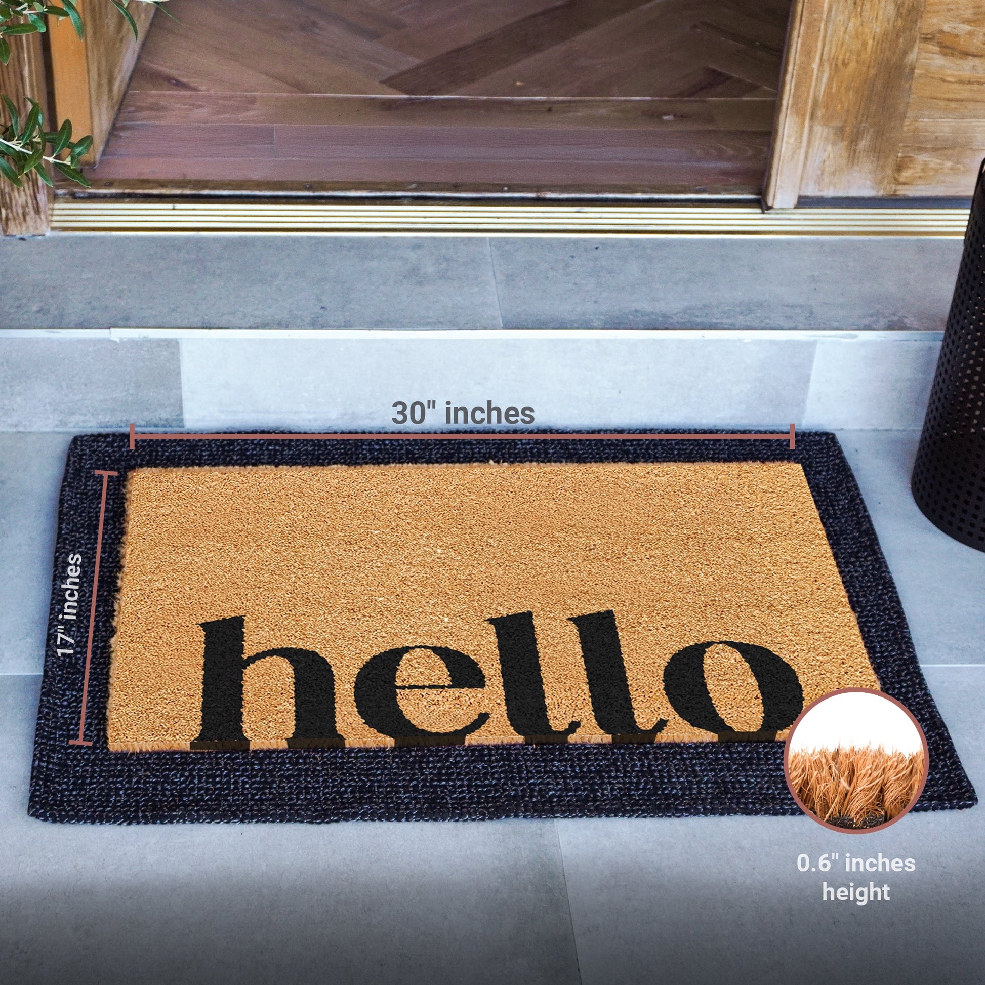 Bold Hello Natural Coir Doormat - 17x30