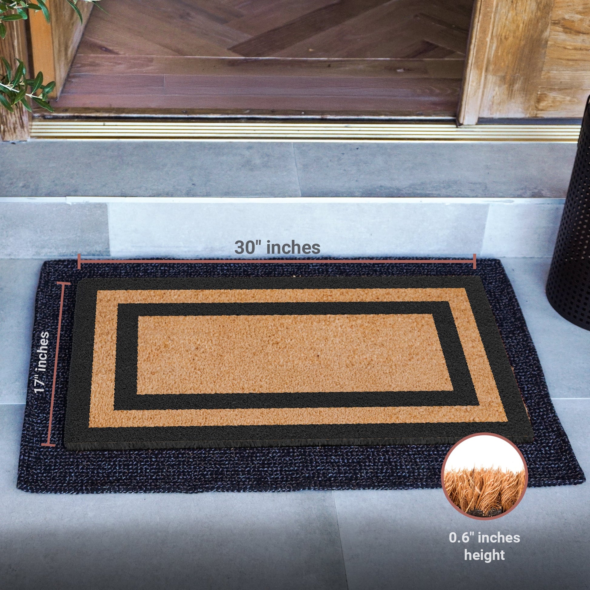 Borderline Natural Coir Doormat - 17x30
