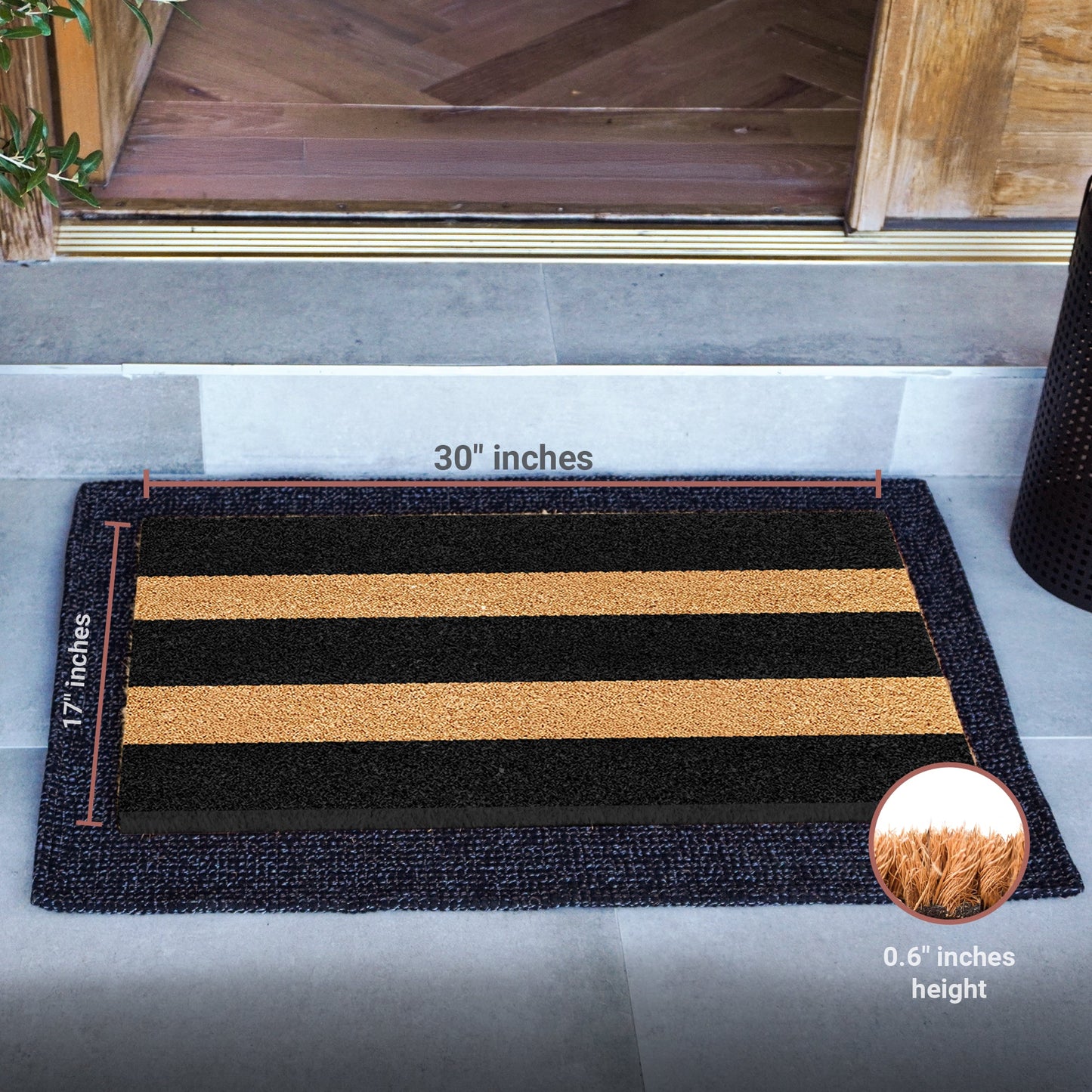 Wide Stripes Natural Coir Doormat - 17x30