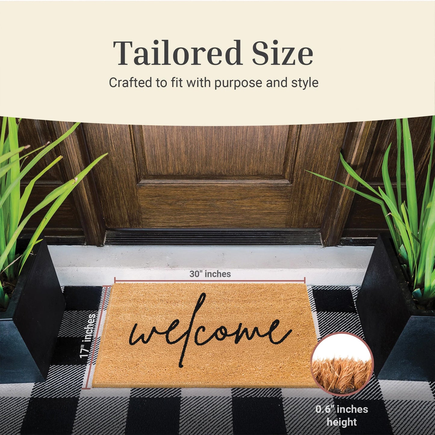 Warm Welcome Natural Coir Doormat - 17x30