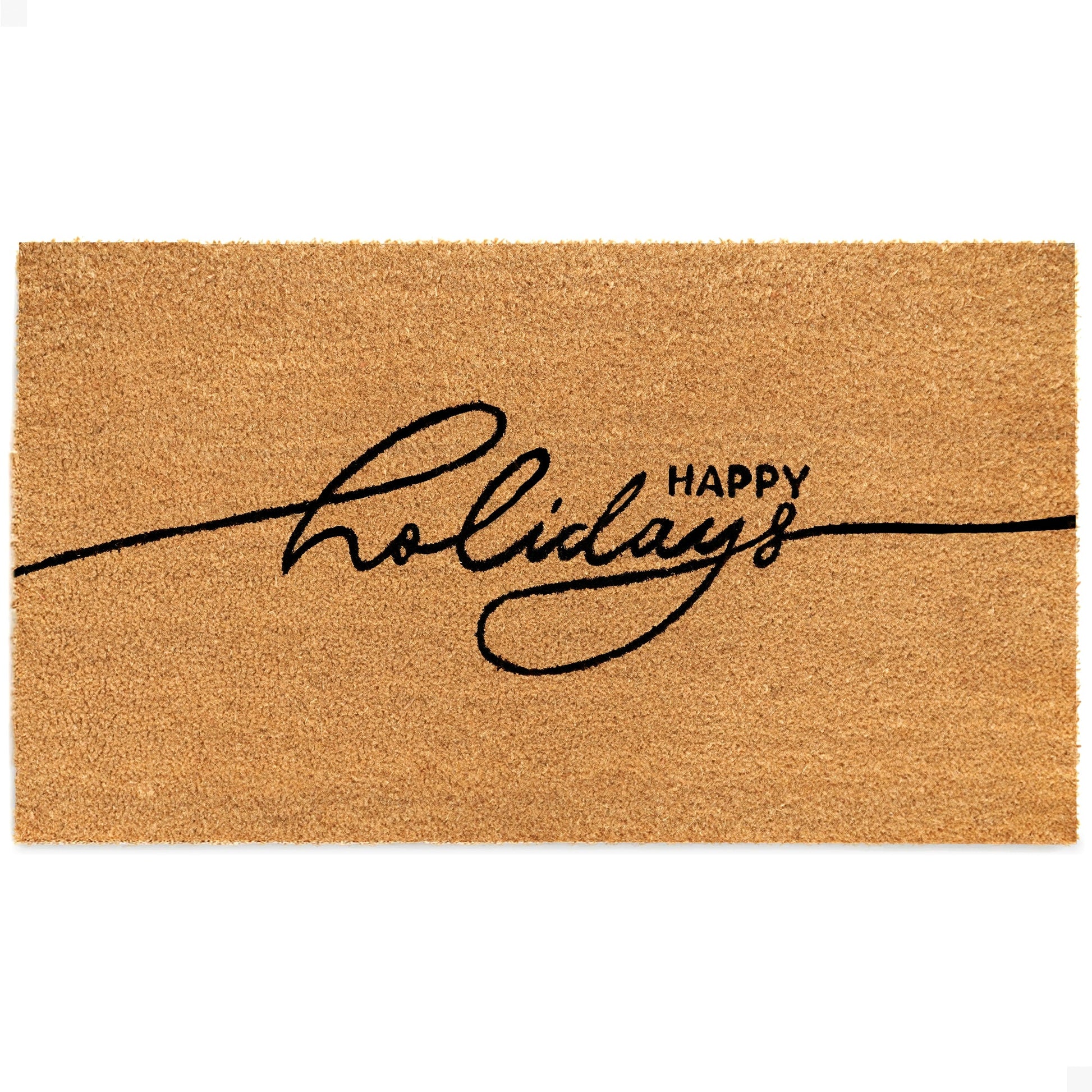 Happy Holidays Natural Coir Doormat