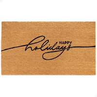 Happy Holidays Natural Coir Doormat