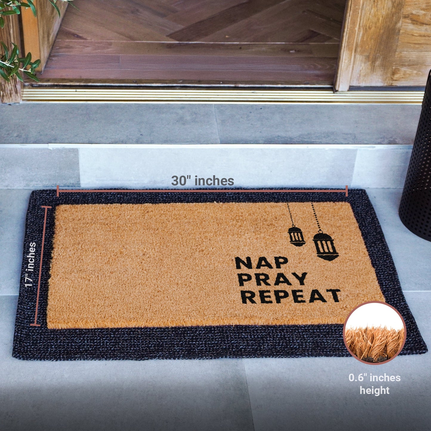 Nap, Pray, Repeat Natural Coir Doormat - 17x30