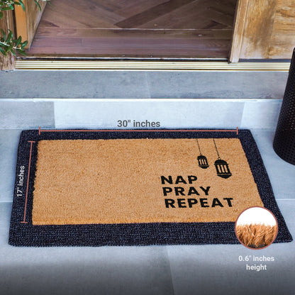 Nap, Pray, Repeat Natural Coir Doormat - 17x30