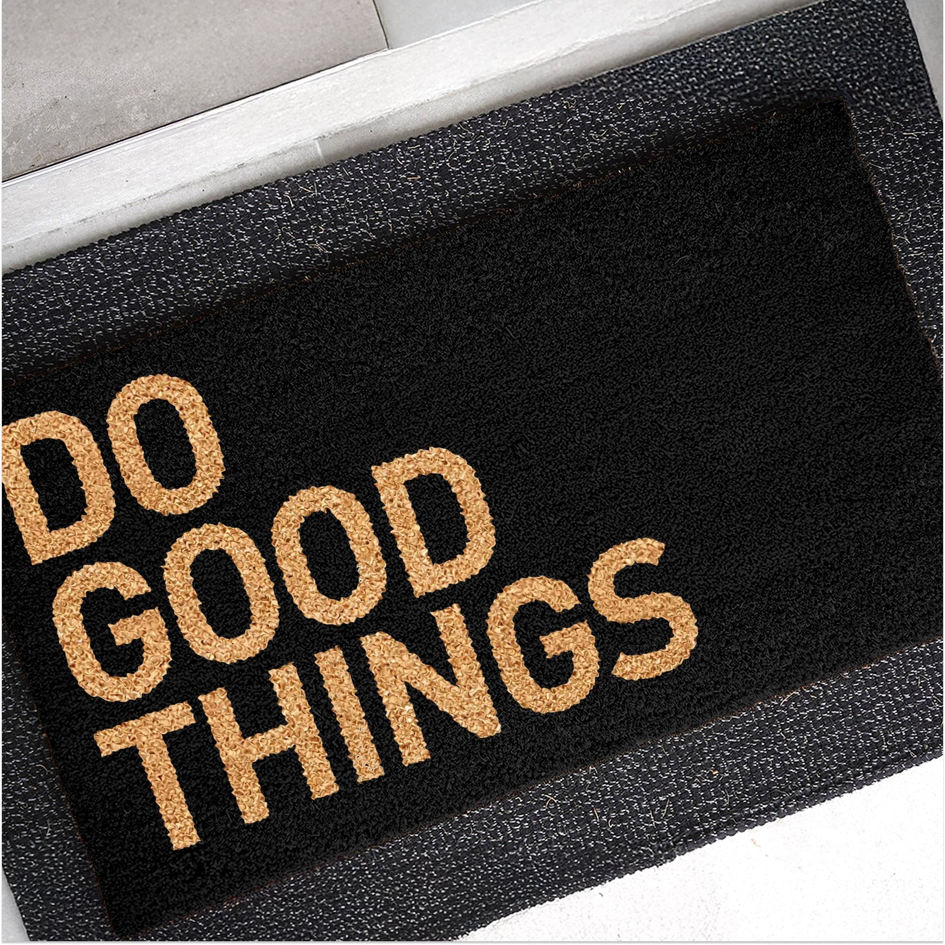 Do Good Things - Black Natural Coir Doormat - 17x30