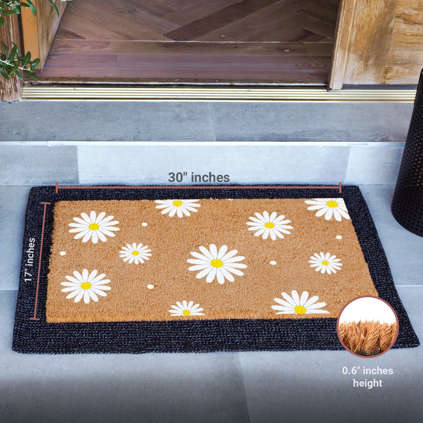 Daisy Day Natural Coir Doormat - 17x30